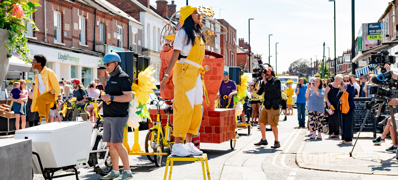 Dancers and performers in the street for the Coventry City of Culture