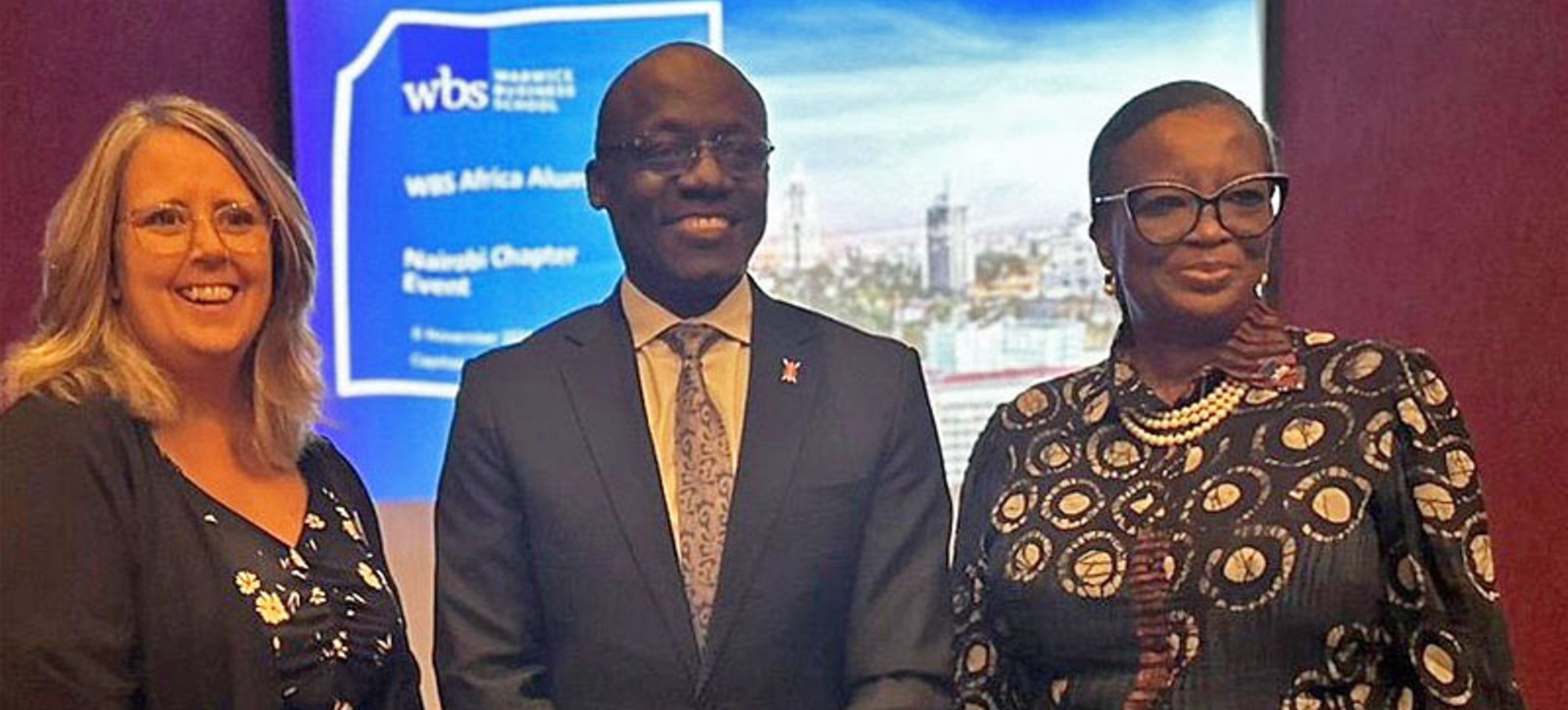 Karen Barker with Kenya Ambassador Philip Thigo and Angela Aneka