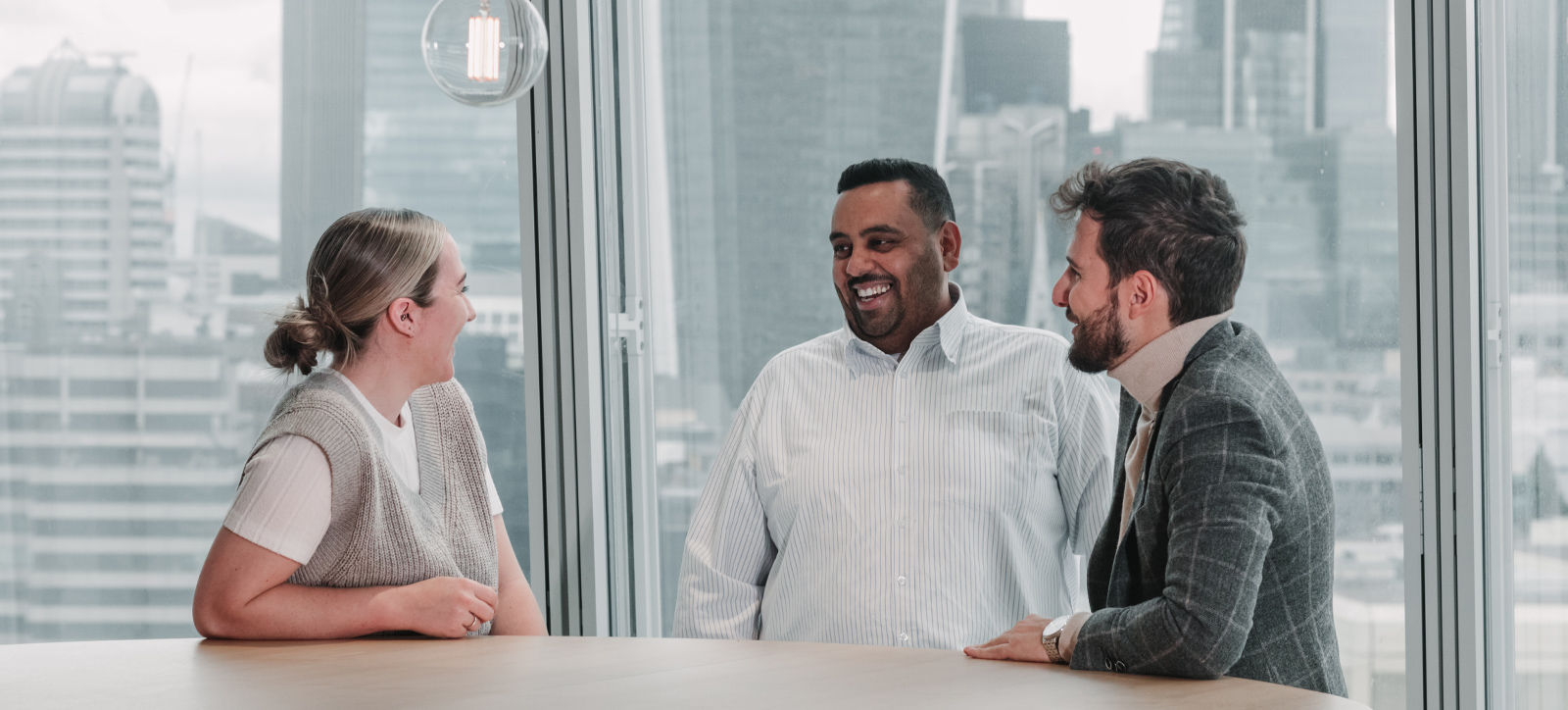 Executive education students chatting at WBS London at The Shard