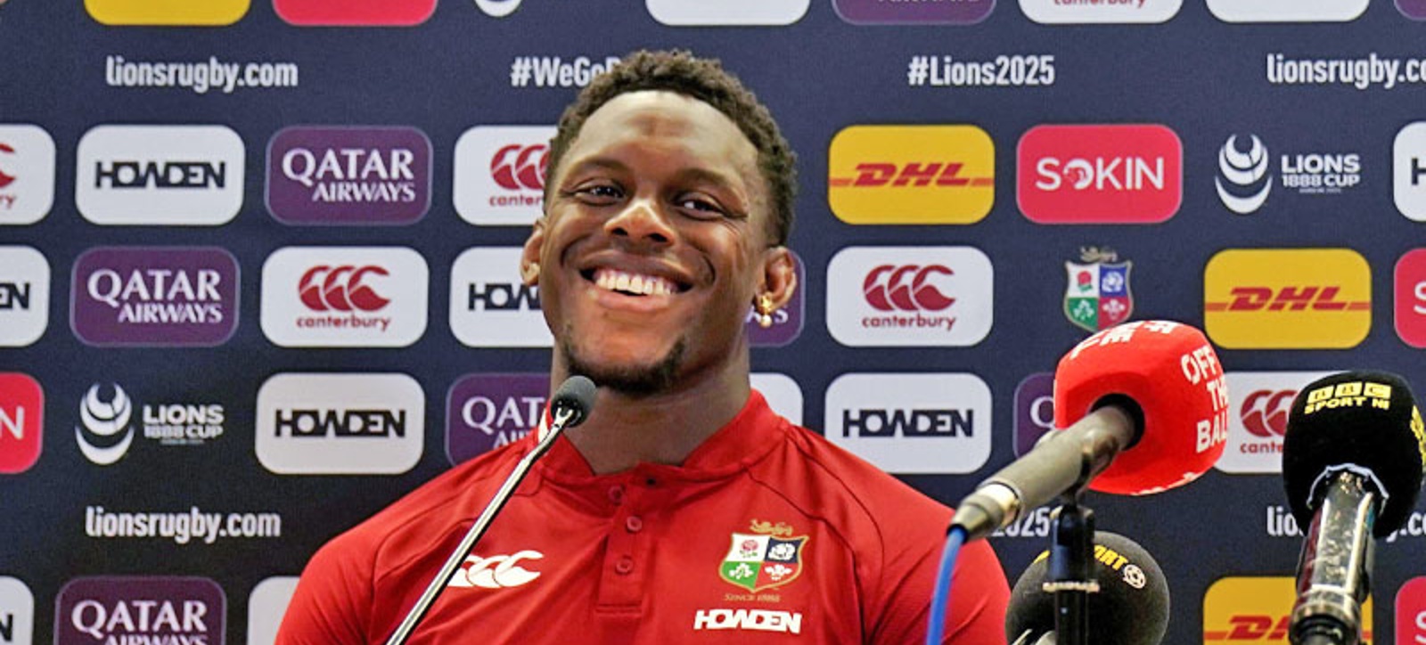 Warwick Business School alum and England men's rugby union captain Maro Itoje in a British Lion's shirt as he gives his first press conference after being appointed as captain for the team's tour of Australia. Warwick Business School alum and England men's rugby union captain Maro Itoje in a British Lion's shirt as he gives his first press conference after being appointed as captain for the team's tour of Australia.