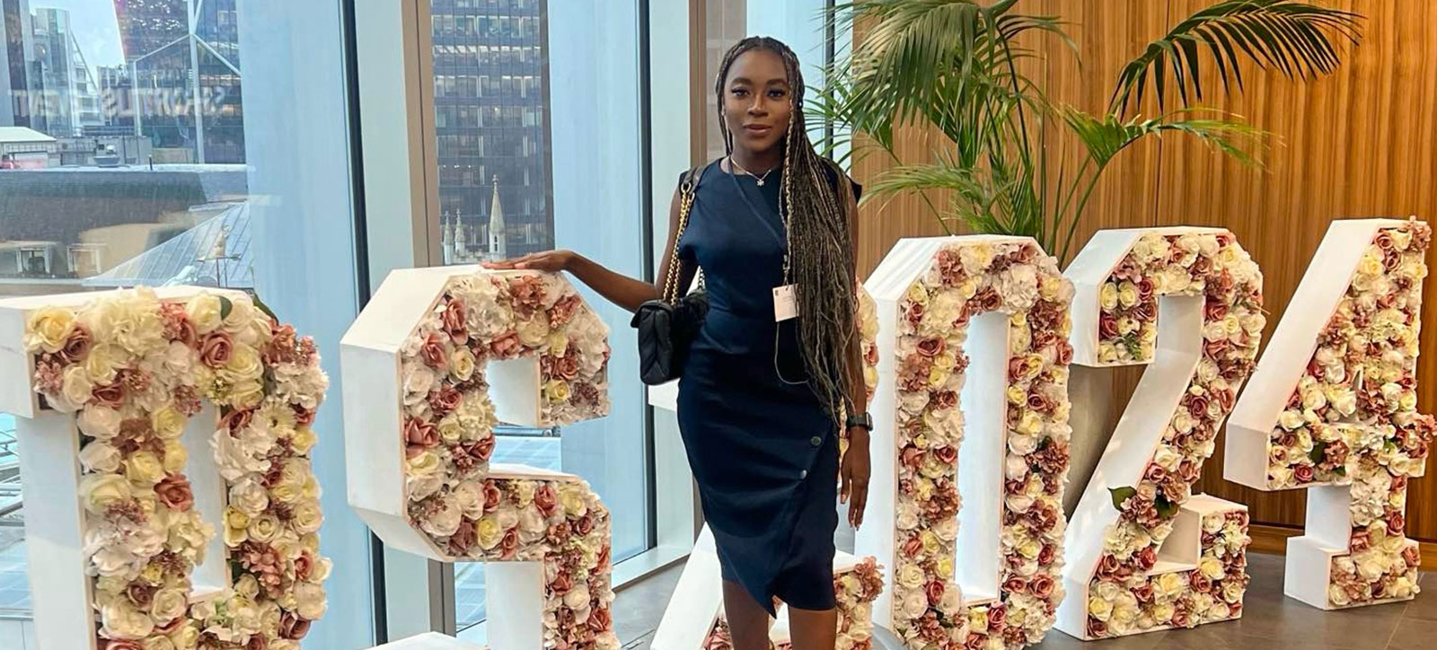Toyosi Olowe, who has won a Rising Star Award for her start-up, pictured at WBS London at The Shard