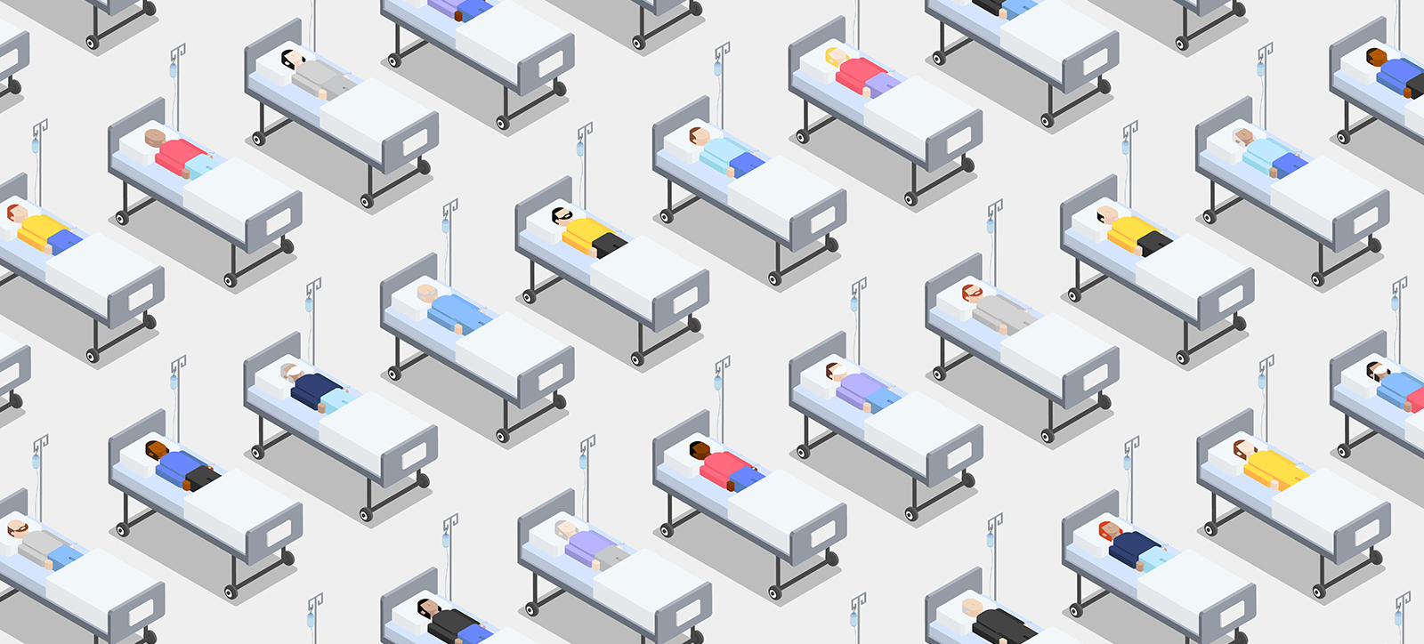 Rows upon rows of patients in hospital beds, showing the productivity challenges facing the NHS.